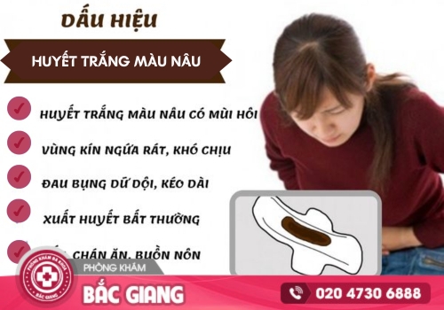 Những dấu hiệu huyết trắng màu nâu. huyết trắng màu nâu
